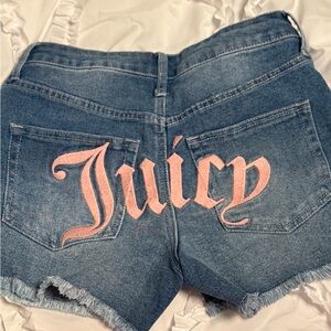 Juicy Couture Blue Denim Shorts with Pink Logo